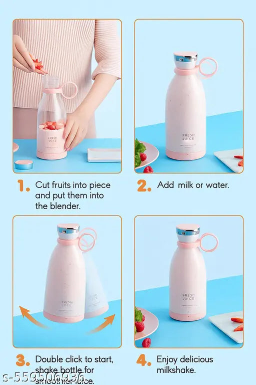 Juicer Mixer Portable Juice Blender, Juicer Bottle Mixer, Juice Maker, Fruit Juicer Machine Electric, USB Rechargeable Personal Size Mini Juicer Grinder for Juices, Shakes